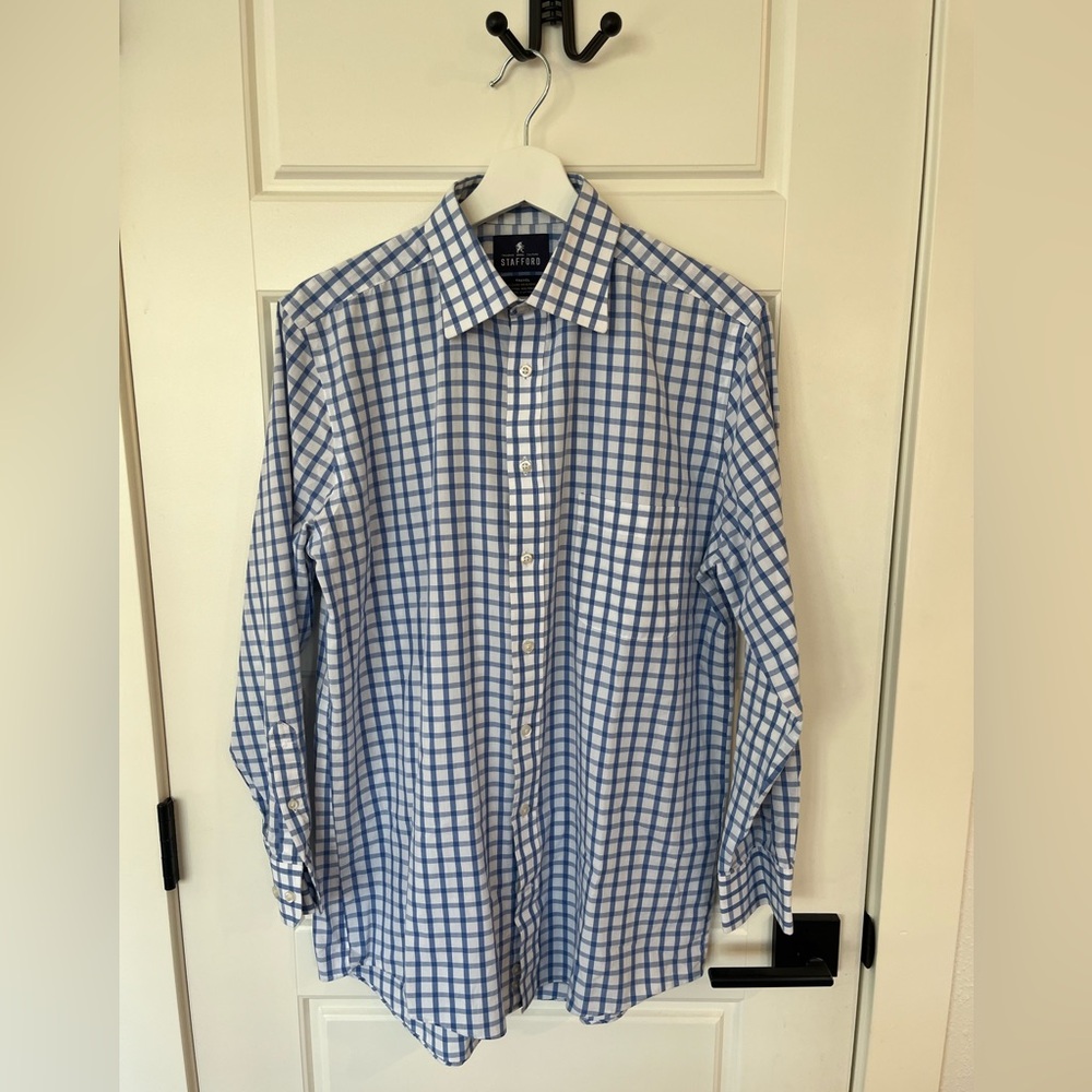 Stafford Blue Patterned Long Sleeve Button Down Men’s Fitted 15 1/2 32/33